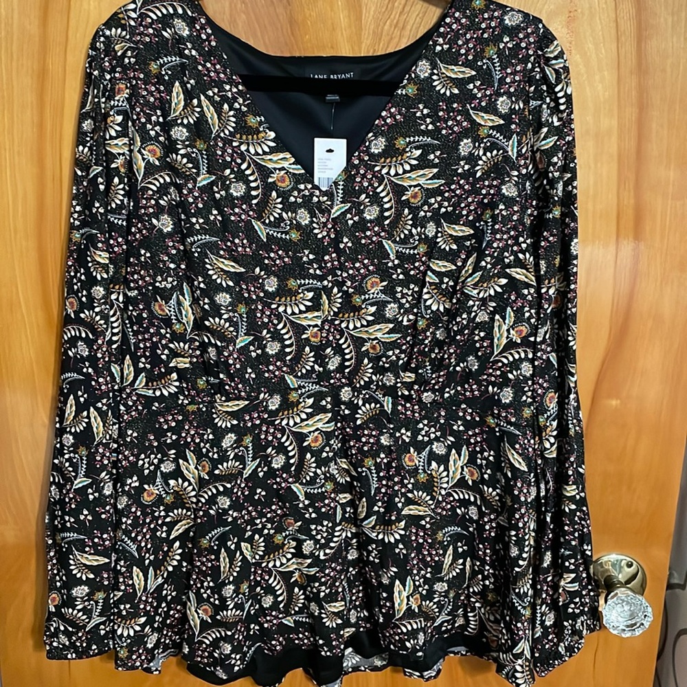 Brown and floral print long sleeve shirt. Lane Bryant. Size 14. New worn.